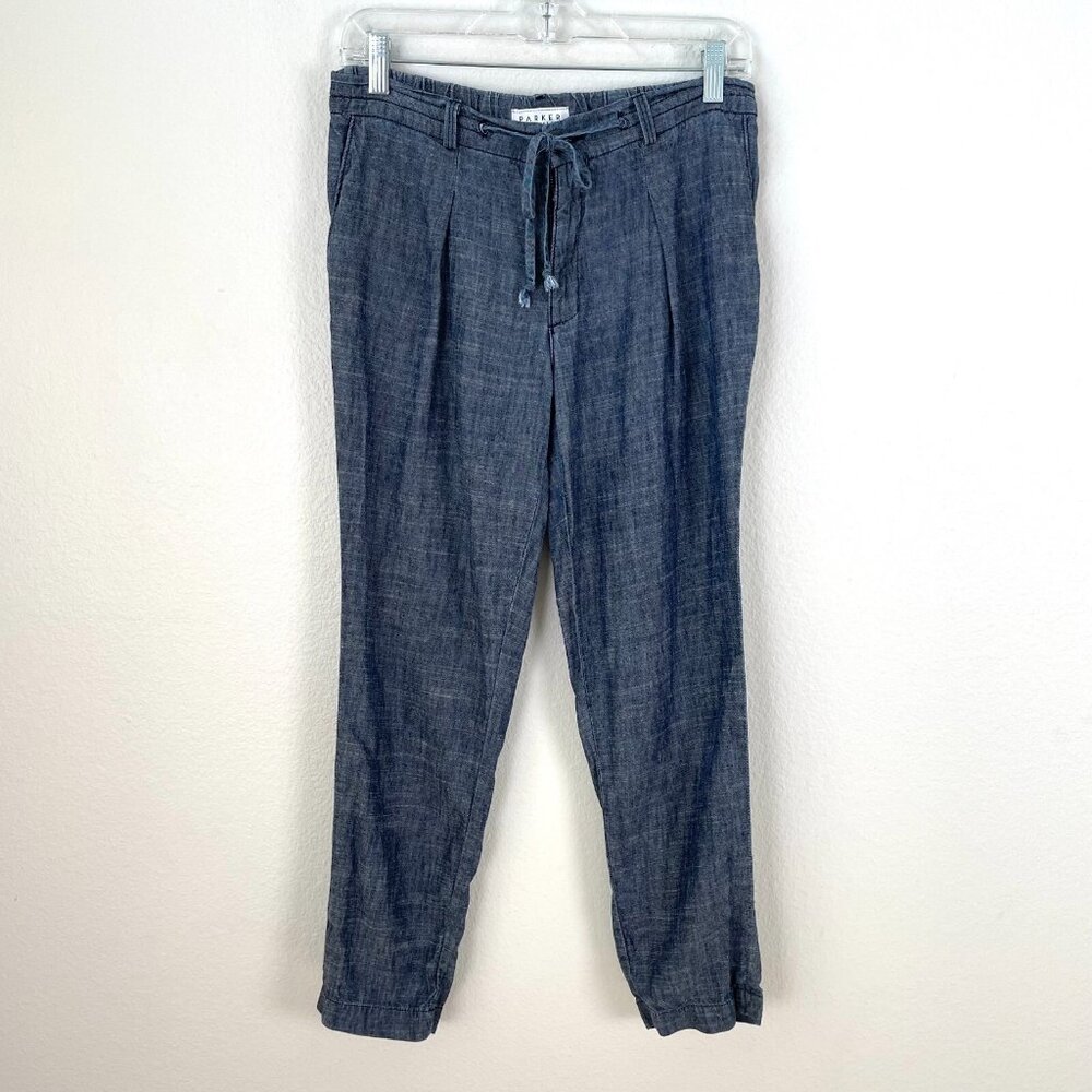 Parker Smith Womens Size 4/27 Blue‎ Linen Blend Pants Drawstring Pleated Front